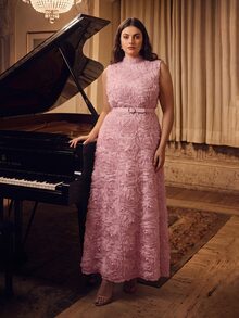 Anewsta New Arrival Plus Size Women Elegant Romantic Rose 3D Dress - Pink - View 4