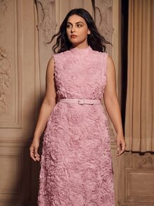 Anewsta New Arrival Plus Size Women Elegant Romantic Rose 3D Dress - Pink - View 2