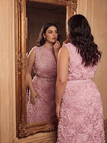 Anewsta New Arrival Plus Size Women Elegant Romantic Rose 3D Dress - Pink - View 1