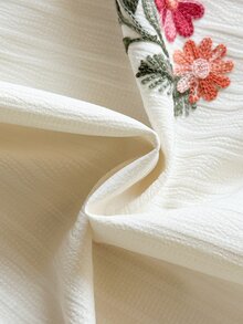 SHEIN Vintaside Kids 女童花卉印花休閒仙女公主風/度假 A 字細肩帶洋裝 夏季 Fleurora 春季優雅 7 歲生日小新娘彩虹 - 白色 - 查看 7