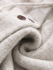 Dazy-Less Solid Color Hooded Sweatshirt Knit Sweatshirt Old Money Style,Fall Clothes Sweatshirt - Grey - View 3