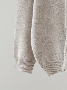 Dazy-Less Solid Color Hooded Sweatshirt Knit Sweatshirt Old Money Style,Fall Clothes Sweatshirt - Grey - View 6