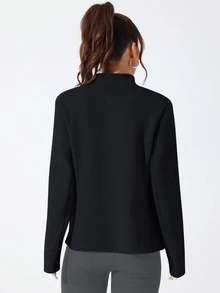 Dewbera Dewbera Casual Comfortable Solid Color Stand Collar Sports Jacket - Black - View 2