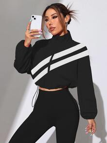 Dewbera Dewbera Colorblock Zip-Up Sports Jacket With Drawstring Hem, Spring/Autumn - Multicolor - View 3