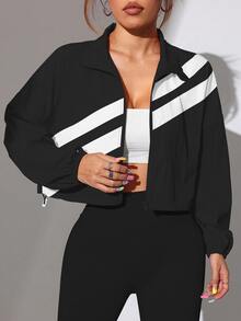 Dewbera Dewbera Colorblock Zip-Up Sports Jacket With Drawstring Hem, Spring/Autumn - Multicolor - View 4