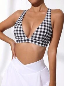 Dewbera Dewbera Plaid Seamless Comfortable Sports Bra - Multicolor - View 6