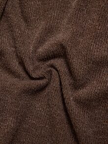 Elaquor Plus Size Women Casual Traditional Lounge Chocolate Brown Winter Curve Loungewear,Autumn Solid Color Top And Pants 2 Pieces Set Comfy Spring Outfit - Brown - View 3