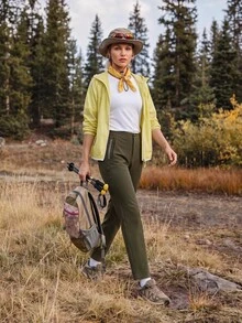In My Nature Women's Casual Outdoor Long Pants With Zipper Pockets - Army Green - View 5