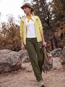 In My Nature Women's Casual Outdoor Long Pants With Zipper Pockets - Army Green - View 4