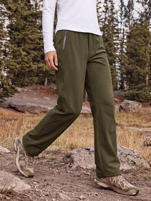 In My Nature Women's Casual Outdoor Long Pants With Zipper Pockets - Army Green - View 3