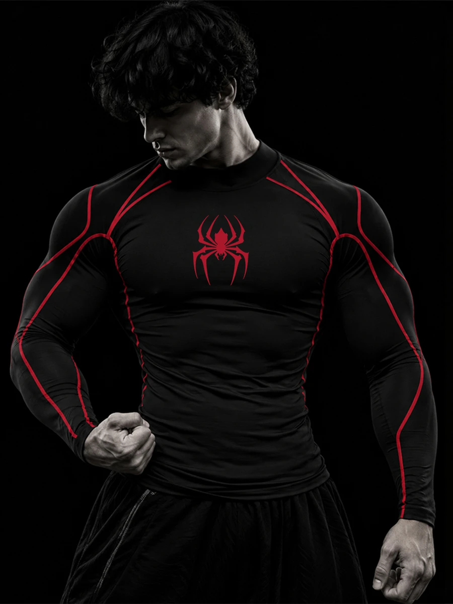 RISE LYT Men's Spider Pattern Casual Daily Wear Sports T-Shirt - Multicolor - View 1