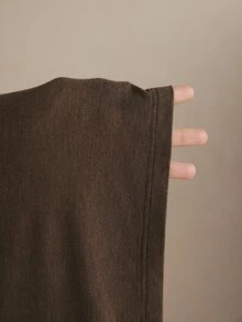 Poéselle Women's Chocolate Brown Wide-Leg Pants – High-Waisted Draped Wrap-Front Trousers With Side-Tie Detail And Flowy Full-Length Fit Sweatpants Fall/Winter - Coffee Brown - View 7