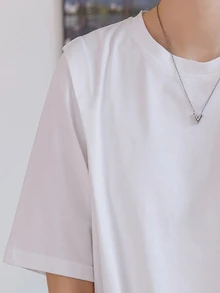 Dazy-Less 纯色圆领T恤，复古风，夏季商务休闲女士工作服 - 白色 - 查看 7