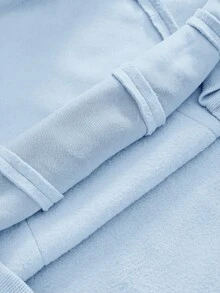 EASEVO Plus Size Men's Casual Daily Vacation Outdoor College Sports Patchwork Reverse Bone Hooded Sweatshirt - Baby Blue - View 7