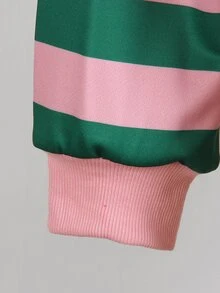 SHEIN 青少年女孩長袖抓絨秋季套裝 2件/組 返校季 酒紅色紐約字母圖案立領衛衣與長褲套裝 - 綠色 - 查看 4