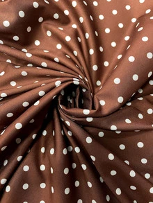 Nubod Gaun Elegan Wanita Ukuran Plus Motif Polkadot Lengan Lentera Kancing Tunggal untuk Musim Gugur - Coffee Brown - View 7
