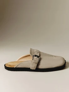 Hauture Women's Suede Flat Mules, Comfortable, Stylish, Versatile Split Toe Round Toe Mules - Grey - View 6