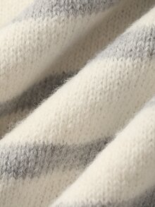 DAZY 女款寬鬆拼接色塊亨利領上衣 2合1設計 柔軟針織毛衣 冬季 - 灰色 - 查看 7