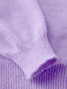 SHEIN Girls' Purple Knit Cardigan Sweater,Autumn Casual Sunday Back-To-School Fashionable Hooded Short Solid Color Button Front Jumper Jacket For Tweens - Purple - View 6