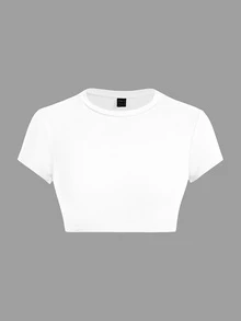 SHEIN ICON Two-Piece Set Casual Simple Basic Minimalist Slim-Fit Super Short Sleeve T-Shirt, Suitable For Summer Everyday Home Daily Wear Black White Everyday - Multicolor - View 5
