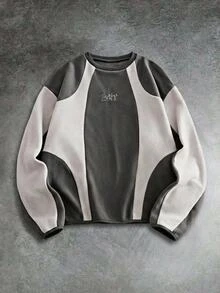 GETOML Men's Embroidered Pullover Sweatshirt Streetwear,Fleece,Oversized Pullover,Crew Neck Sweatshirt Halloween Winter Party Vacation Beach Autumn Dark Grey - Multicolor - View 10