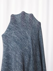 SHEIN فستان رضاعة كاجوال للحوامل بلون موحد وتصميم عقدة ملفوفة وأكمام طويلة - الأزرق - مشاهدة 7