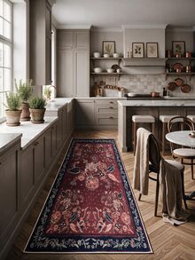 Digitally Printed Non-Slip Washable Runner And Area Rug Suitable For Living Room, Outdoor, Bedroom, Kitchen Carpet, Modern Design | Modern, Scandinavian, Bohemian And Classic Styles | 100% Polyester - Red - View 10