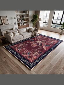 Digitally Printed Non-Slip Washable Runner And Area Rug Suitable For Living Room, Outdoor, Bedroom, Kitchen Carpet, Modern Design | Modern, Scandinavian, Bohemian And Classic Styles | 100% Polyester - Red - View 2