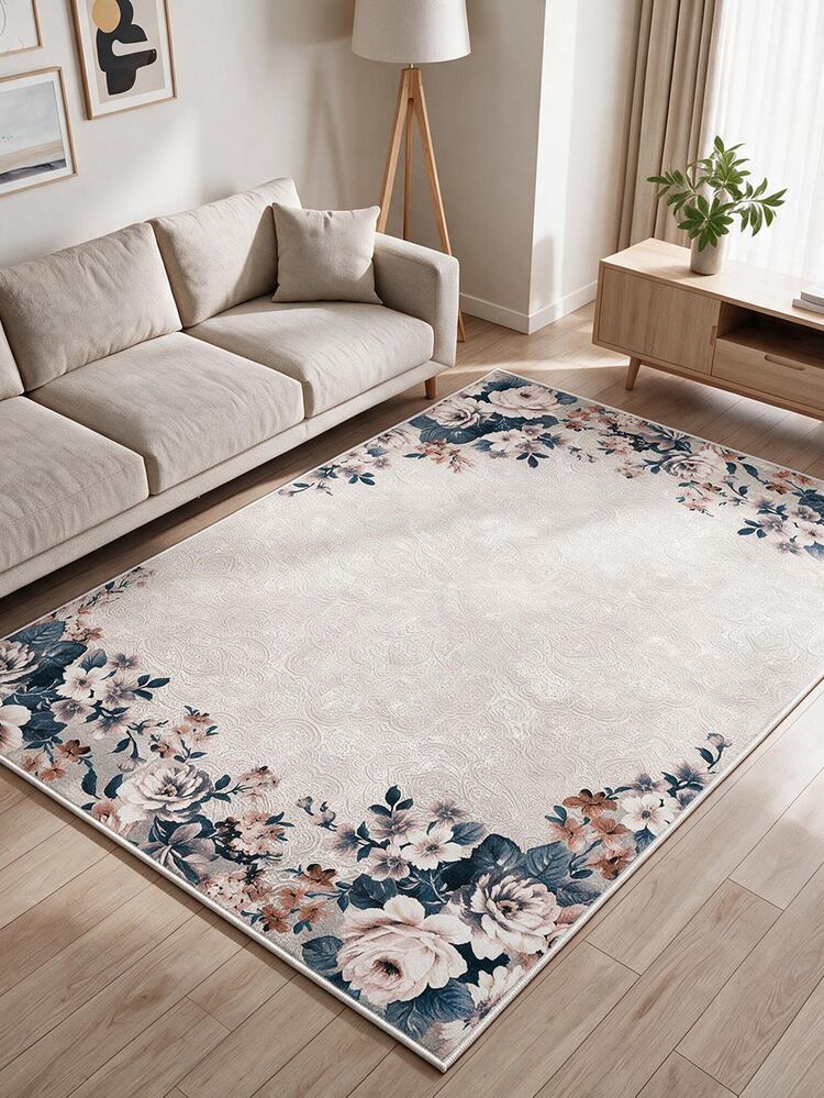 Digitally Printed Non-Slip Washable Runner And Area Rug Living Room Carpet, Modern Design | Modern, Scandinavian, Bohemian And Classic Styles | 100% Polyester - Creamy White - View 2
