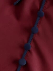 SHEIN Clasi 女款大尺碼圓領印花上衣，休閒外出上衣 - 酒紅色 - 查看 5