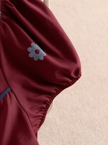 SHEIN Clasi 女款大尺碼圓領印花上衣，休閒外出上衣 - 酒紅色 - 查看 6