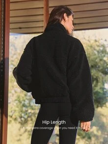 GLOWMODE Double Take Reversible Fleece Jacket With Water-Resistant Woven Side, High Neck & Metallic Zip Daily Casual Outdoor Fall Winter Wear - Black - View 3