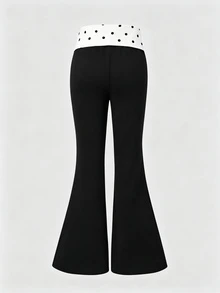 SHEIN Tween Girl Slim Fit Casual Daily Flare Leg Pants , Halloween Autumn Fall - Multicolor - View 2