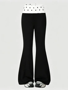 SHEIN Tween Girl Slim Fit Casual Daily Flare Leg Pants , Halloween Autumn Fall - Multicolor - View 4
