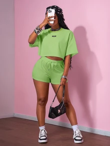 Slaydiva New Summer Casual Streetwear Cowboy Sports Street Style Retro College 2 Lime Green Label Decor Formal Vacation - Green - View 5