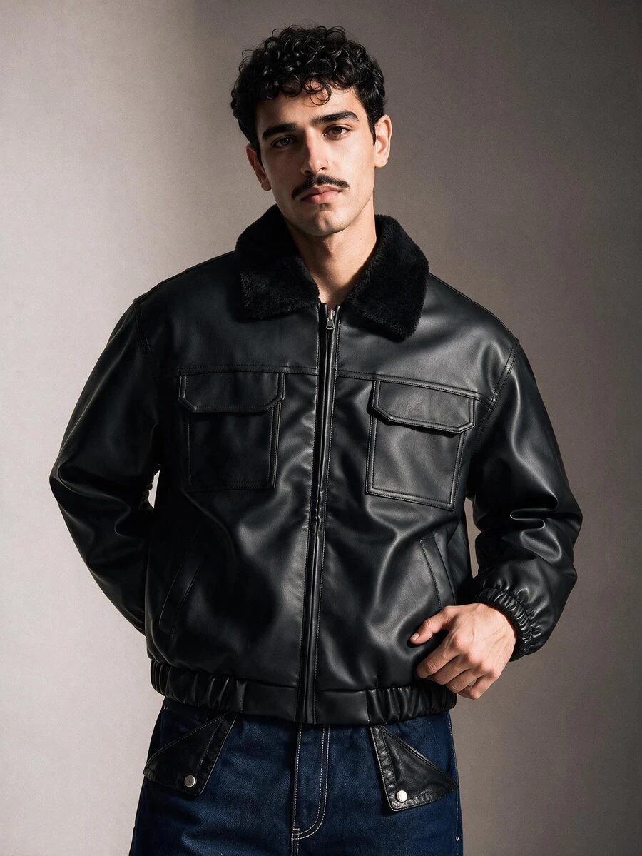 AXEPEAK Men's Solid Color Zipper Casual Versatile Daily Travel Jacket - Black - View 1
