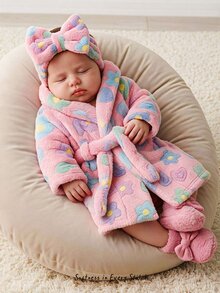 Cozy Pixies 女嬰休閒日常舒適毛絨長袖居家服晨間穿著 - 粉色 - 查看 7