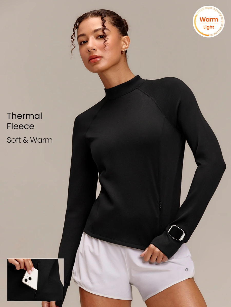 GLOWMODE Therma-FIT ADV Built For Miles 高領套頭衫，附拇指孔、手錶口袋與反光背面設計，跑步訓練健身運動服 - 黑色 - 查看 1