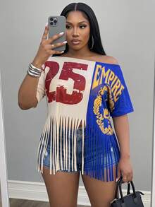 Slaydiva Beige Summer Casual 70's 90s Sexy Cowboy Cow Girl Holiday Sport Brunch Active Date Night Party Gym Club Concert Plus Size Women T-Shirt Top Y2K Retro - Multicolor - View 2