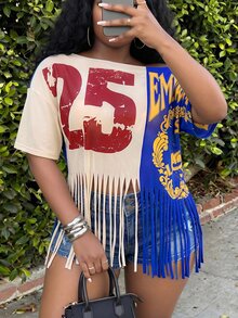 Slaydiva Beige Summer Casual 70's 90s Sexy Cowboy Cow Girl Holiday Sport Brunch Active Date Night Party Gym Club Concert Plus Size Women T-Shirt Top Y2K Retro - Multicolor - View 4