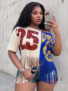 Slaydiva Beige Summer Casual 70's 90s Sexy Cowboy Cow Girl Holiday Sport Brunch Active Date Night Party Gym Club Concert Plus Size Women T-Shirt Top Y2K Retro - Multicolor - View 7