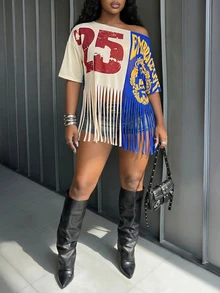 Slaydiva Beige Summer Casual 70's 90s Sexy Cowboy Cow Girl Holiday Sport Brunch Active Date Night Party Gym Club Concert Plus Size Women T-Shirt Top Y2K Retro - Multicolor - View 8