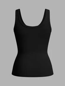 Slaydiva 3pcs/Pack Black, White & Brown Ribbed Deep V-Neck Camisole For Women, Suitable For Summer Back To School - Multicolor - View 5