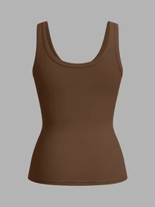 Slaydiva 3pcs/Pack Black, White & Brown Ribbed Deep V-Neck Camisole For Women, Suitable For Summer Back To School - Multicolor - View 9