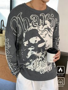 Manfinity LEGND 男式圆领长袖图案细节休闲毛衣 - 彩色 - 查看 7