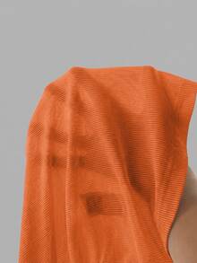Slaydiva Plus Size Solid Color Minimalist Short Sleeve T-Shirt - Orange - View 7