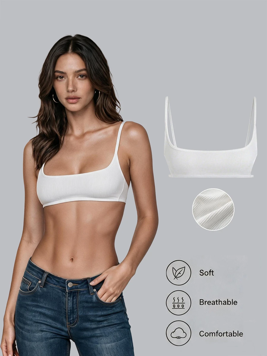 Sweetra Women's Summer Solid Color Simple Daily Wear Camisole - White - View 1