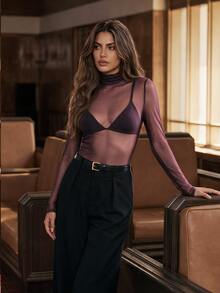 Anewsta Women Tops Night Out Date Night Burgundy Sexy - Purple - View 6