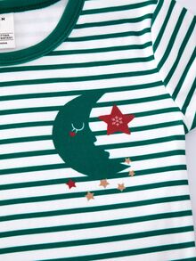 Young Boy 1pc Striped & Star Print Sleep Top & 1pc Sleep Pants - Multicolor - View 6