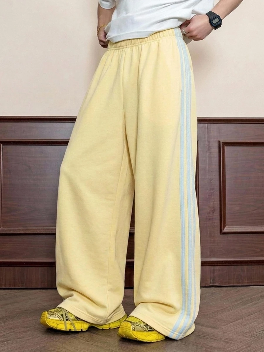 Kids Tween Girls Yellow Cotton Blend Pocket Elastic Waist Drawstring Loose Jogger Sweatpants Comfy Cozy Late Fall Pants - Yellow - View 1